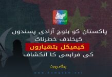 پاکستان کو بلوچ آزادی پسندوں کیخلاف خطرناک کیمیکل ہتھیاروں کی فراہمی کا انکشاف۔ ہمگام رپورٹ