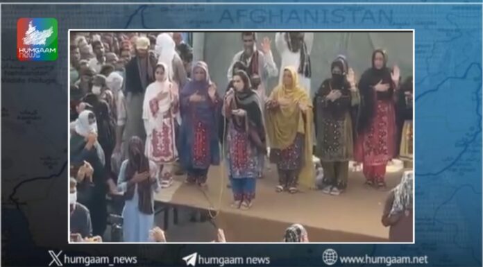 ڈاکٹر ماہ رنگ بلوچ اپنے قافلے کے ساتھ تُربَت شھید فدا احمد چوک پہنچ گئے۔
