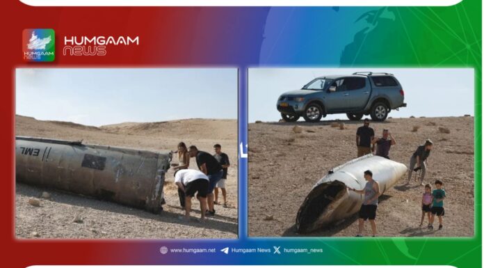 عراد میں ناکارہ ایرانی میزائل کے ساتھ تصاویر: قابض ایران کا اسرائیل پر ناکام حملے کے بعد شہری فوٹو شوٹ کراتے رہے