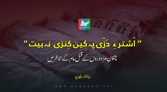 “ اشتر ءِ دُزّی پہ کین کِنزی نہ بیت “ پشتون مزدوروں کے قتل عام کے تناظر میں۔ تحریر: رزاک بلوچ