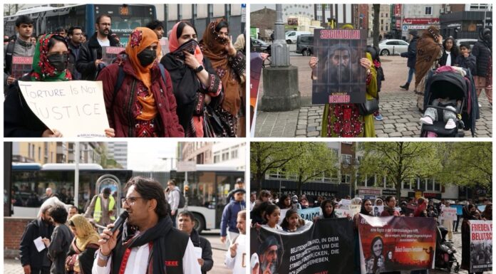 بلوچ یکجہتی کمیٹی پر ریاستی کریک ڈاؤن اور ڈاکٹر ماہ رنگ سمیت دیگر رہنماؤں کی غیر قانونی گرفتاری کے خلاف جرمنی میں بلوچ ڈائیسپورا کی جانب سے مظاہرہ اور احتجاجی ریلی کا انعقاد