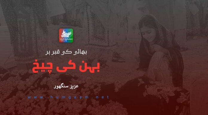 بھائی کی قبر پر بہن کی چیخ۔ عزیز سنگھور