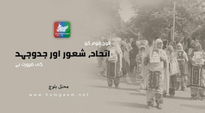 بلوچ قوم کو اتحاد، شعور اور جدوجہد کی ضرورت ہے۔ مِحبَل بلوچ