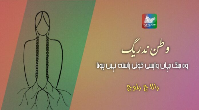 وطن ندریگ وہ جنگ جہاں واپسی کا کوئی راستہ نہیں ہوتا تحریر: بالاچ بلوچ
