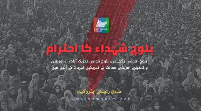 “بلوچ شہداء کا احترام،بلوچ قومی یکجہتی، بلوچ قومی تحریک آزادی ، افریقی و لاطینی امریکی ممالک کے تحریکیں تجربات کے آئینے میں۔ صادق رئیسانی ایڈوکیٹ
