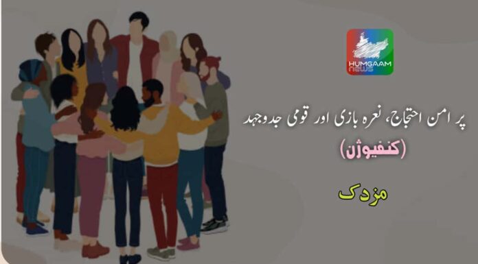 پر امن احتجاج، نعرہ بازی اور قومی جدوجہد (کنفیوژن) تحریر: مزدک