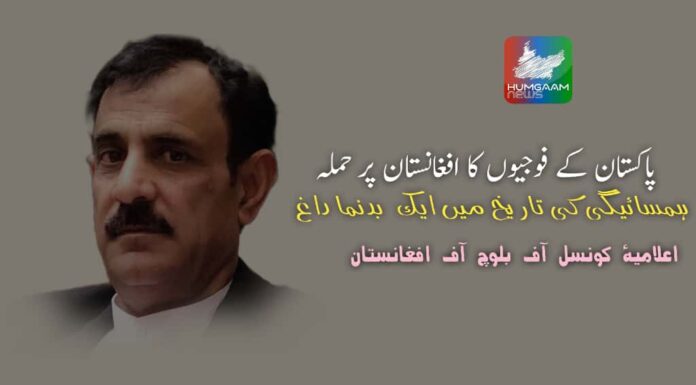پاکستان کے فوجیوں کا افغانستان پر حملہ، ہمسائیگی کی تاریخ میں ایک بدنما داغ ہے۔ الحاج محمد نادر