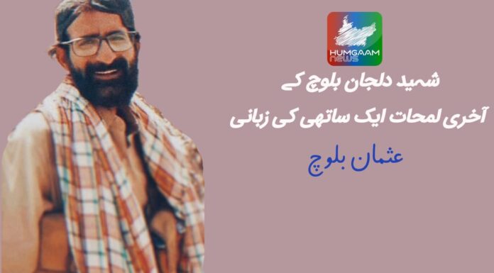شہید دلجان بلوچ کے آخری لمحات ایک ساتھی کی زبانی تحریر: عثمان بلوچ