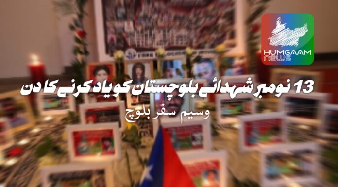 13 نومبر شہدائے بلوچستان کو یاد کرنے کا دن تحریر: وسیم سفر بلوچ