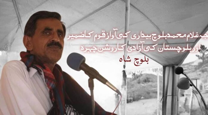 واجہ غلام محمد بلوچ بیداری کی آواز قوم کا ضمیر اور بلوچستان کی آزادی کا روشن چہرہ تحریر: بلوچ شاہ