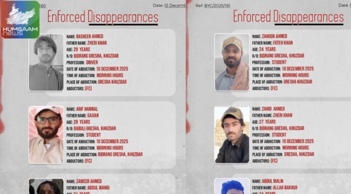 پاکستانی فورسز ہاتھوں گریشہ سے جبری لاپتہ 7 افراد کی شناخت ہوگئی